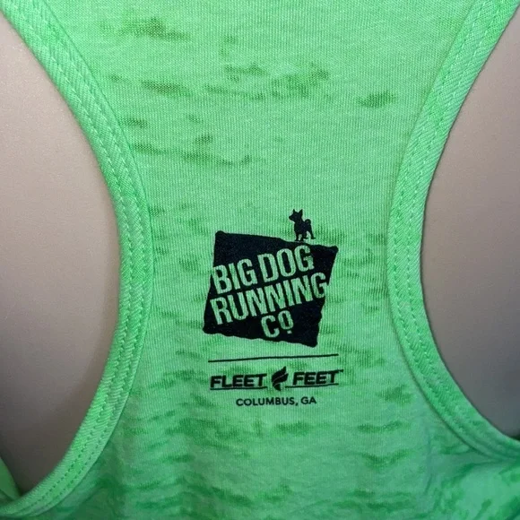 “ I Run To Burn Off The Crazy” Racerback Heathered Lime Green Workout Tank Top - Picture 6 of 8